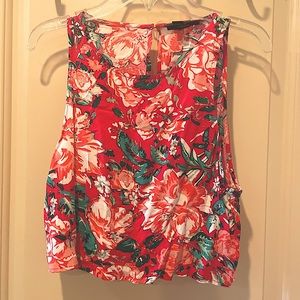 Forever 21 Floral Sleeveless Slit Back Crop Top